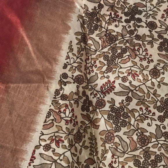 Sari wrap skirt, reversible,orange/tan/blue - Picture 4 of 12